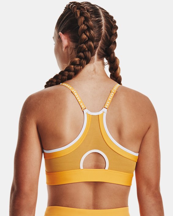 Women's UA Infinity Low Covered Sports Bra, Yellow, pdpMainDesktop image number 1